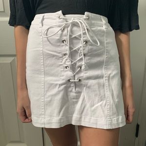 White mini skirt